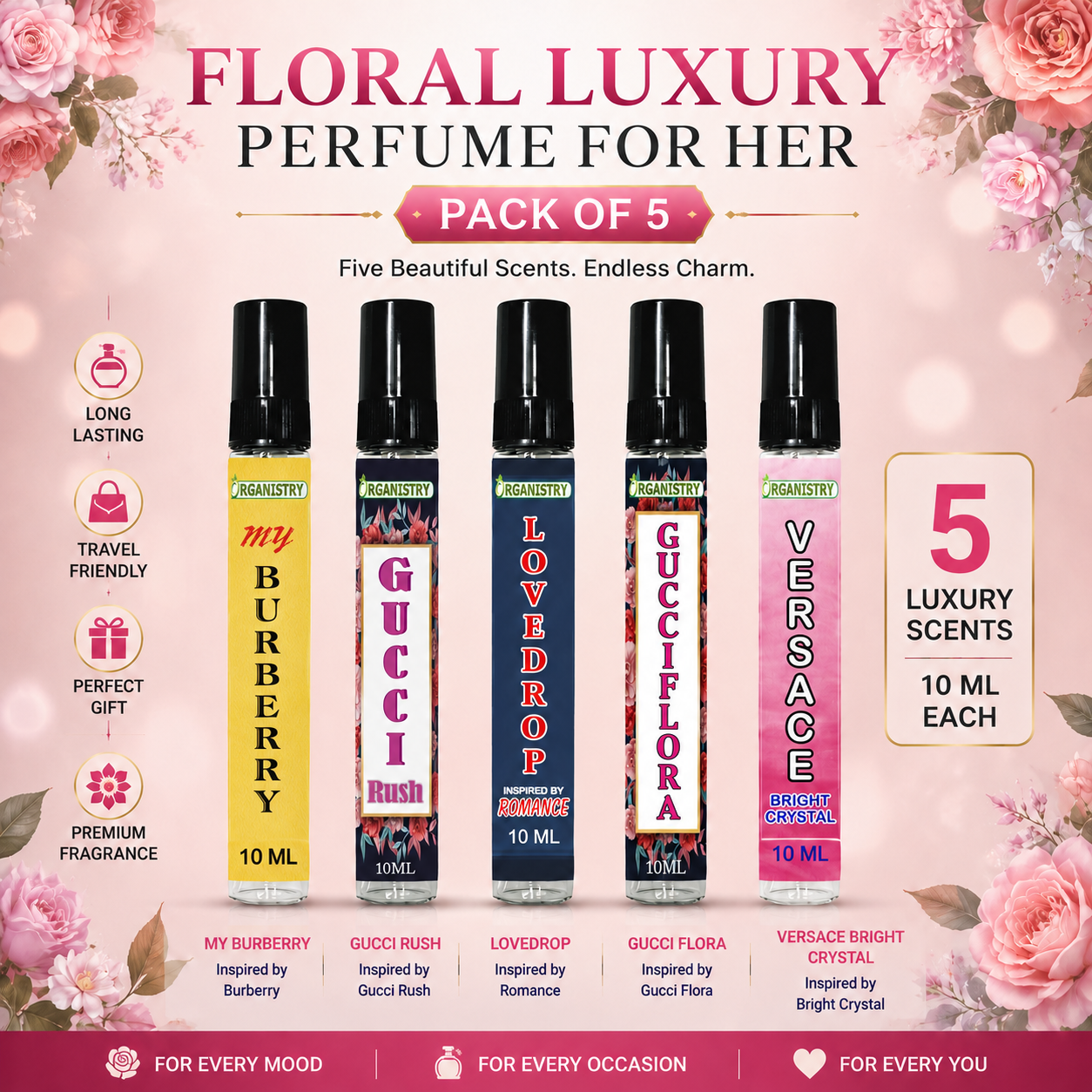Floral Luxury Perfume For Her Pack of 5 Floral Luxury Perfume For Her Pack of 5 - Image 1